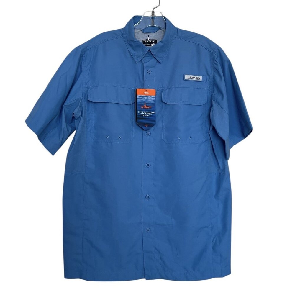 Habit Fishing Outdoor Vented Button Down Shirt Mesh Back‎ Mens Size Small Blue